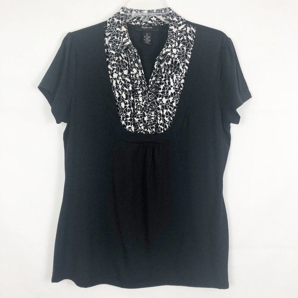 Style & Co. Short Sleeve Career Wear Top Size M